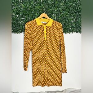 ZARA Mod Geo Floral Jacquard Knit Polo Dress – Size Medium